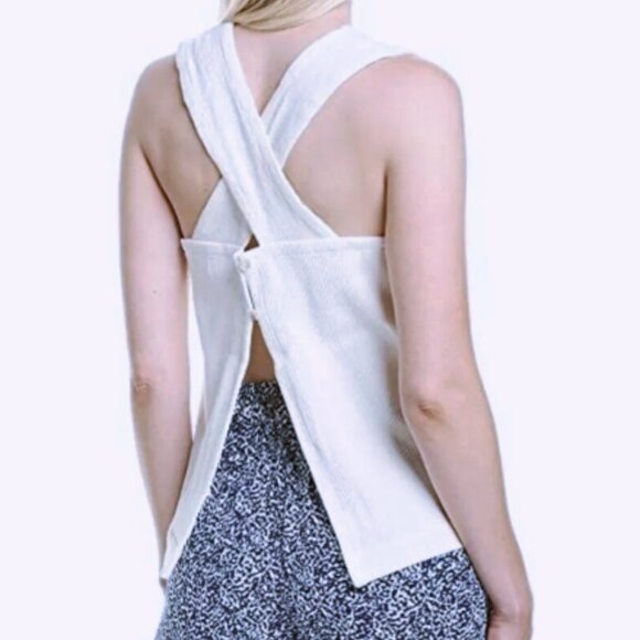 Madewell Ottoman Jacquard Cross-Back Tank Top, Size S - Picture 3 of 10